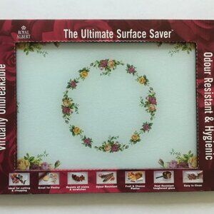 Royal Albert Old country rose Tempered Glass Cutting Board ( NEW WITH BOX)